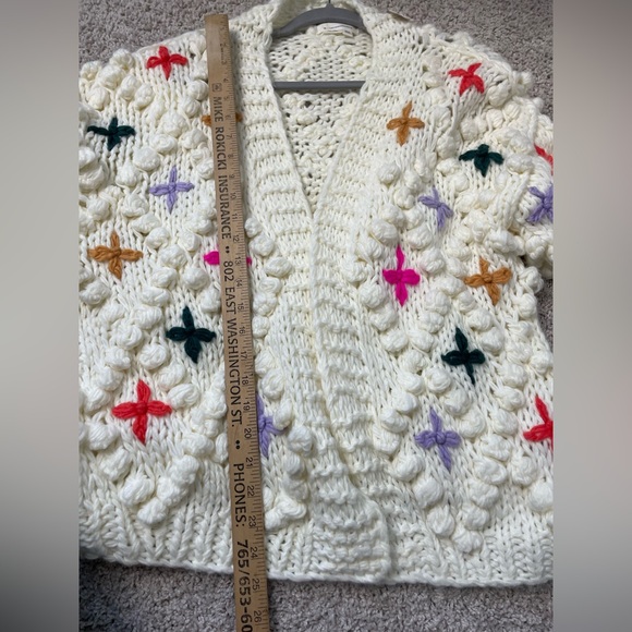 Anthropologie Bubble Cardigan Sweater (One Size) ivory Colorful NWT - Picture 11 of 13
